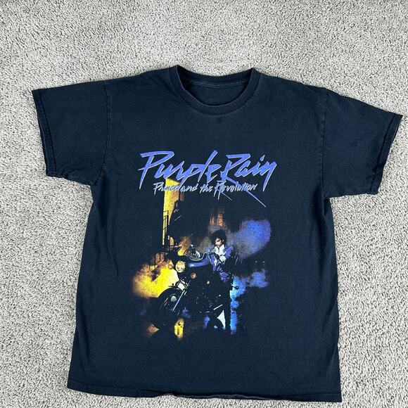 Prince Other - Prince Shirt Mens L Black Purple Rain Revolution Music Rock Short Sleeve Casual